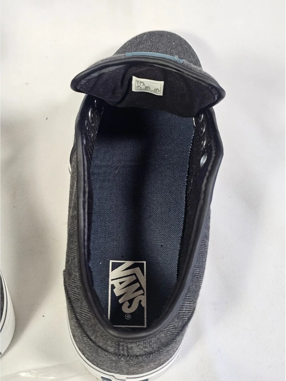 VANS 11.5 Men's Gray/White Herringbone Low Top Sneakers